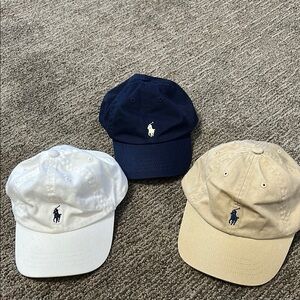 Ralph Lauren Trio of Caps - Dark Blue, White, and Beige